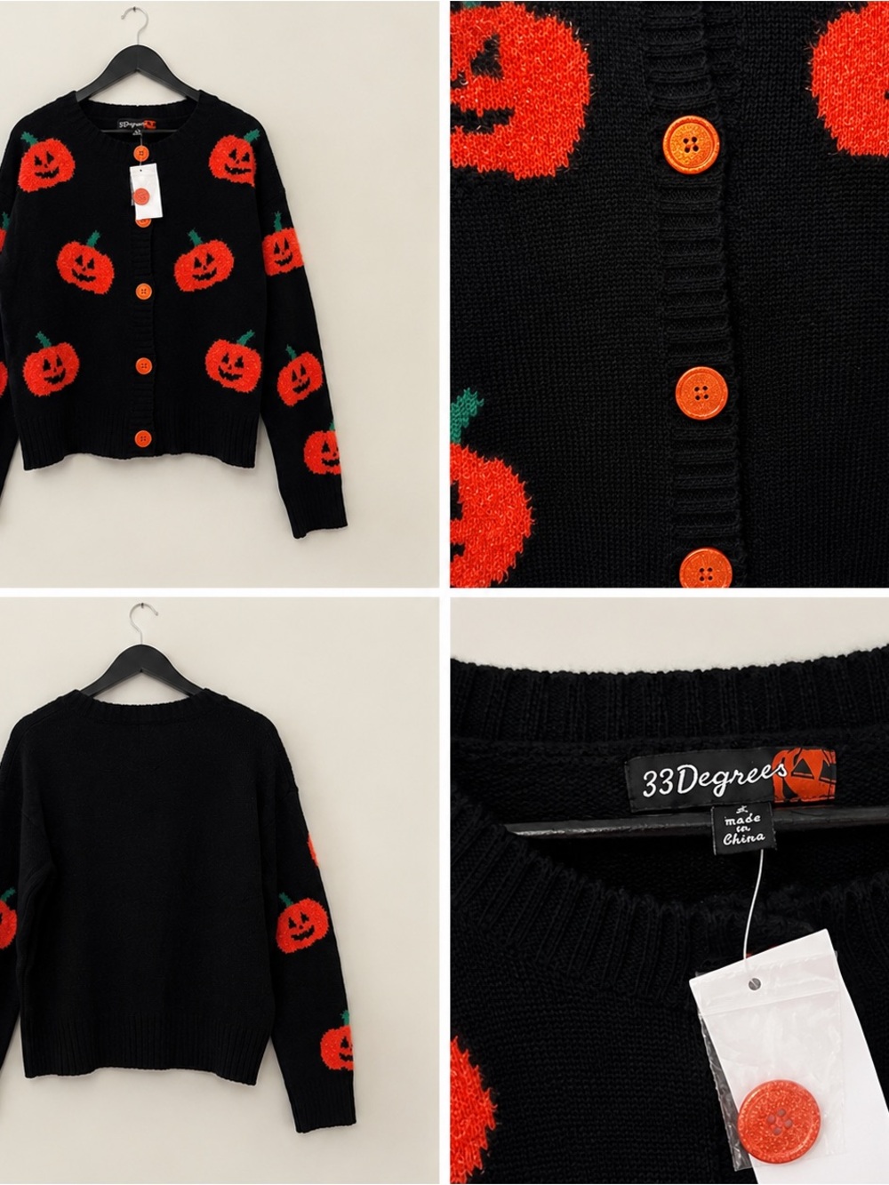 Black Halloween Pumpkin Knit Cardigan